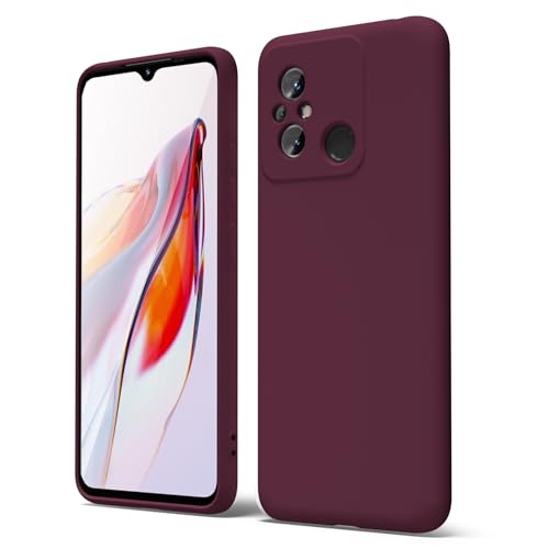 oakxco für Xiaomi Redmi 12C/ 11A Hülle Silikon Case Dünn Gummi Gel Original Farbig Schutz Handyhülle Weich Slim Matt Leicht TPU Stoßfest Kameraschutz Schutzhülle Schale Weinrot