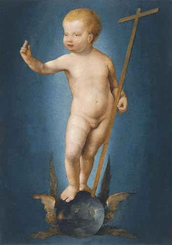 Affiche Toile L'enfant Jésus sur l'orbe du monde Joos Van Cleve 60x90cm