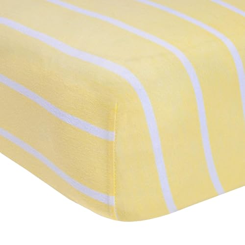 Image of Burt's Bees Baby Stripe Fitted Crib Sheet Organic Cotton BEESNUG - Sunshine Yellow Stripes, Fits Unisex Standard Bed and Toddler Mattress, Infant Essentials, 52 x 28 Inch 1-Pack