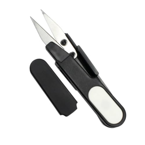 LIXSAZSE Tijeras de Coser para Cortar Hilo de Pesca, Accesorios para Herramientas al Aire Libre, Cubierta Seguridad, Negro