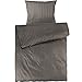 Produktbild Pure Label Mako Satin Damast Streifen Bettwäsche Taupe 155x220 cm mit Kissenbezug 80x80 cm aus 100% Baumwolle | Traumhaft weiches Mako Satin Bettwäsche Set in Uni