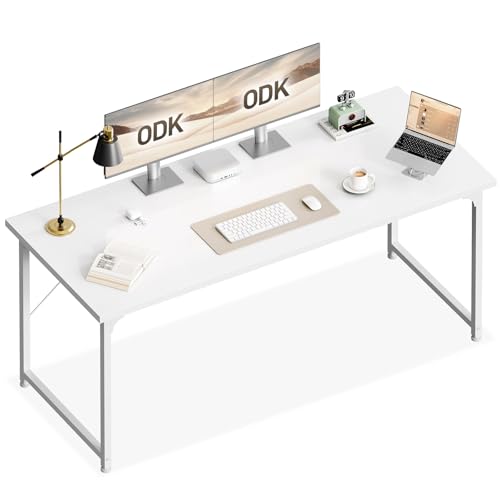 ODK Escritorio, 160x55cm Escritorio Ordenador Blanco Mesa Escritorio y Estación Trabajo Mesa Estudio Mesa Oficina para Estudio, Oficina, Dormitorio