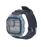Qcwwy Elektronische Uhr, Acrylharz-Spiegel, Herren-Sportuhr, 12 24 Stunden, WR50M, Wasserdicht, Zweite Zeitmessung, für Outdoor-Camping-Reisen (Klares Blau)