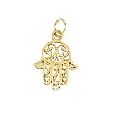 Lucchetta - Premium 14k Gold Hamsa Hand of Fatima, 14 karat Yellow Gold Pendant for Women Teen Girls, XD1899