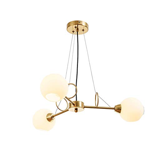 Lustre Spoutnik moderne 3 lumières doré et blanc pour salon