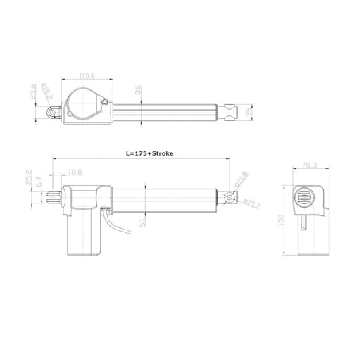 Motor actuador lineal 12V 24V 6000N carrera 250mm para proyectos de elevación 4