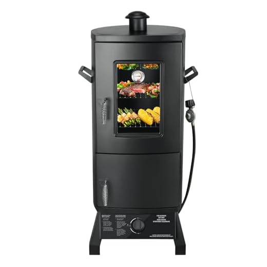 Propane Smoker, Vertical Smoker with Three Removable Shelves,Outdoor Grills & Smokers with Thermometer for BBQ, Backyard,Black…