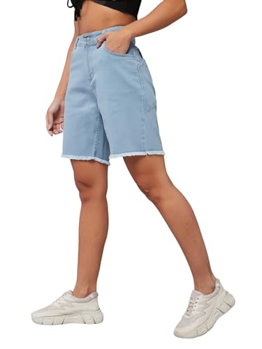 Short en jean extensible pour femme finie la sensation d'oppression avec la taille haute stretch