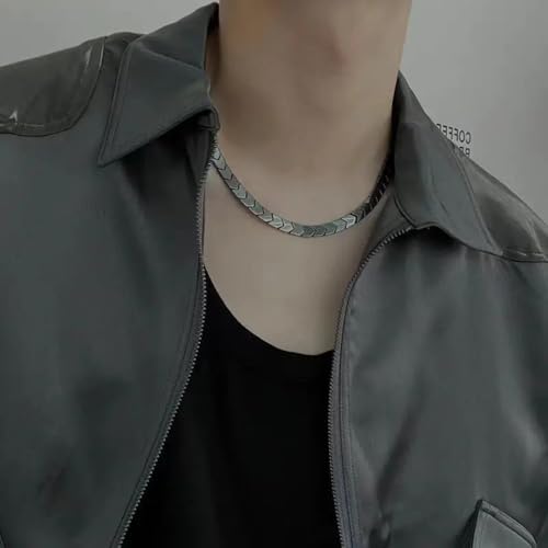 Image of Fashion Frill Exclusive Grey Alpha Chevron Neck Chain for Men Stainless Steel Chain for Men Made for him gIft for him