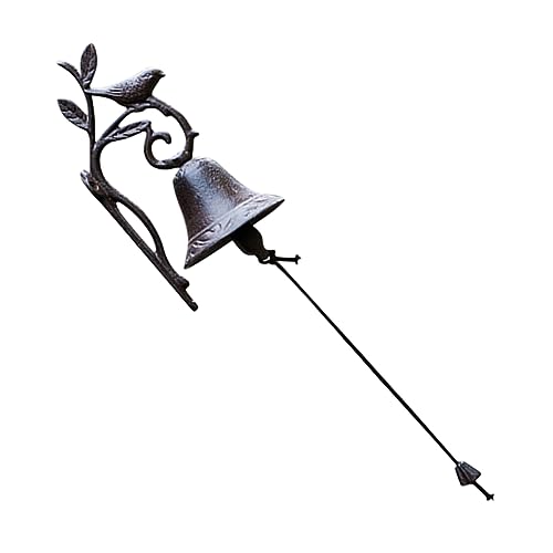 KONTONTY Vintage Metal Wall Hanging Bird Branch Doorbell for Front Door Decorations Outdoor Cast Iron Handmade Garden Bell
