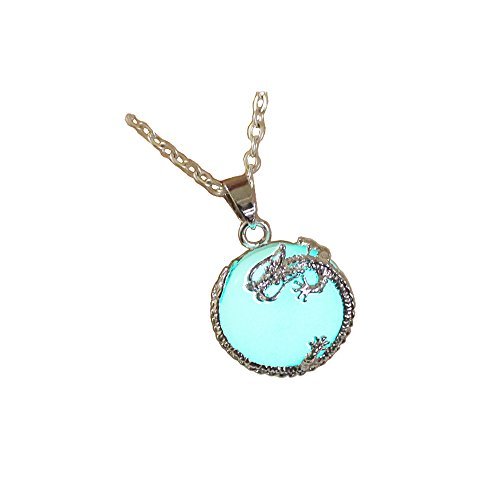Dragon Glowing Necklace Alloy Jewelry Blue Green Color 18 Inches