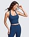 CRZ YOGA Womens Butterluxe Halter Longline Sports Bra - Padded Workout Yoga Crop Tank Tops with Built in Shelf Bra French Navy Medium