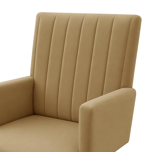 Image of Rosebell Modern Velvet Office Chairs Set of 2 with Armrests & Metal Legs | Upholstered High Back Leisure Chairs for Living Room, Bedroom, Office, Cafe & Dining Room | Golden
