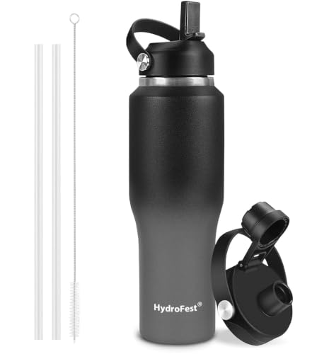 Image of 32oz Water Bottle Insulated with Straw,Leak Proof Water Bottles,Mens Water Bottle Stainless Steel for Gym,Hiking,Travel,Sport,1 Liter,Bpa free