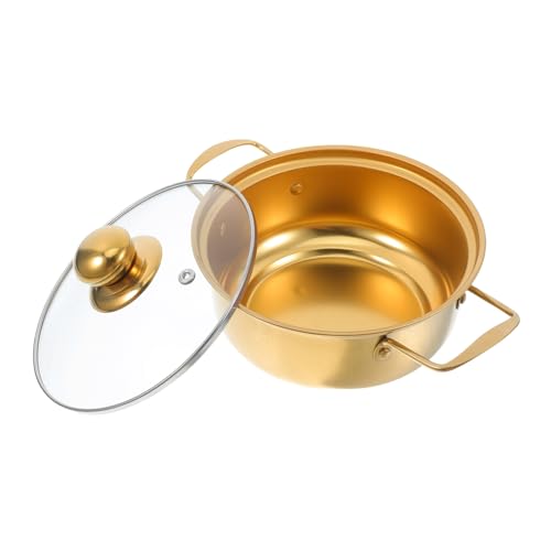 La Mejor Recopilación de Sopero los mejores 5. 46 LALAFINA Olla de Sopa Inoxidable con Tapa de Vidrio Olla Ramen Dorada Olla para Cocción Cocina de Inducción Doble Asa para Sopa y Fideos Utensilio de Cocina Elegante
