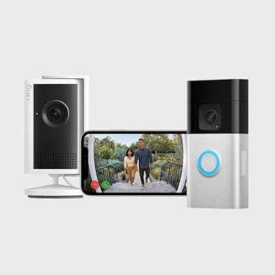 Ring Caméra intérieure Plus (dernière génération) avec Sonnette vidéo Plus sans fil | Caméra de surveillance sur secteur | Retinal 2K, zoom 4x | Essai gratuit de 30 jours à l’abonnement Ring Home