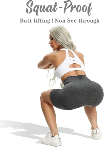 OQQ Women's 3 Piece High Waist Workout Shorts Butt Lifting Tummy Control Ruched Booty Smile Yoga Short Pants4