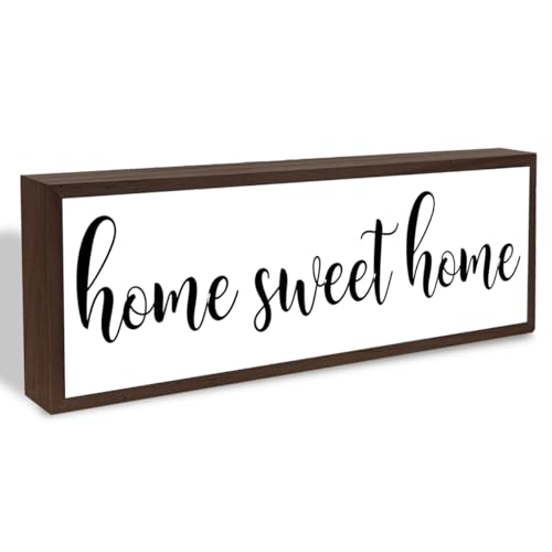 Home Sweet Home Sign Rustic Framed Wood Sign Wall Decoration for Room Modern Farmhouse Wood Decor Living Room Decors Front Door Porch Decors Shelf Counter Tabletop Decoration Housewarming Gift