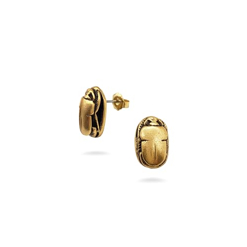 Egyptian Scarab Post Earrings - Gold Finish - Made in USA