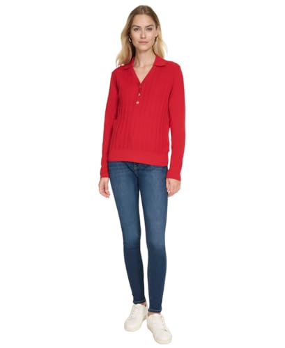 Image of Nautica Women's V-Neck Cable Polo Long Sleeve