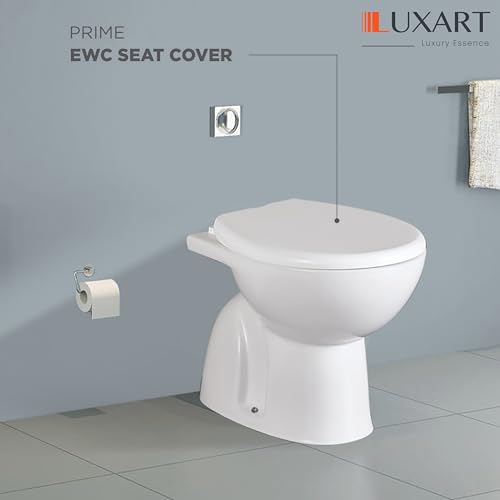 LUXART Toilet Seat Cover 17.9L x 14.5W Inc Indian Commode Oval Seat Cover With Round Edge | EWC Non Soft Close Commode Cover With Installation Kit | PP Western Toilet Cover For Bathroom Commercial Use