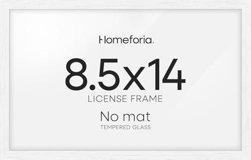 Image of Homeforia 8.5x14 Marriage License Frame White, High End Oak 8.5x14 Certificate White Wood Frames, 8.5by14 Wooden Frame for Wall & Tabletop, 8.5 by 14 Picture Frames, Tempered Glass, Wall Kit, Set of 1