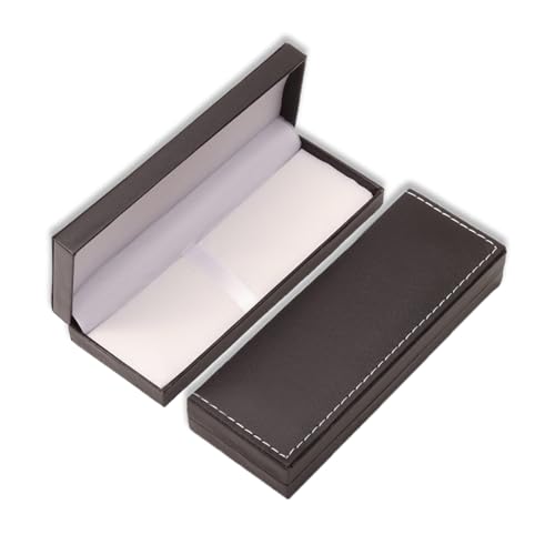 ZGGAZCA Leather Pen Box Single Case Empty Rectangle Pen Boxes for Fountain and Ballpoint Pens Display Organizer Storage Case for Men and Women Business Office School Supplies Collection Black