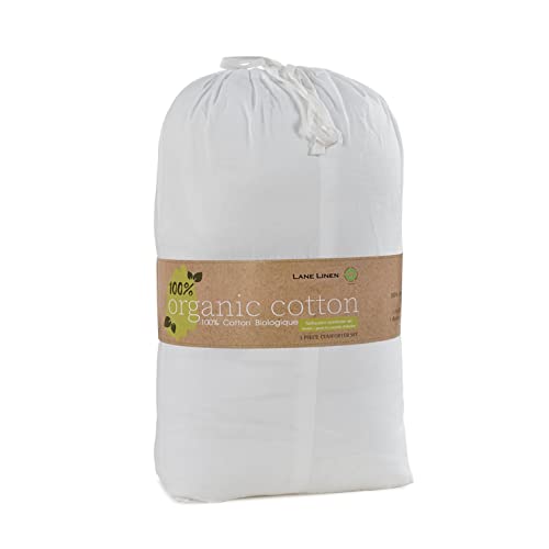 Lane Linen 100% Organic Cotton King White Comforter Set - 3 Piece Down Alternative Bedding Set, Pinch Pleat Quilted Duvet Insert, All - Season Warm Comforter (1 Comforter, 2 Pillow Shams) - White #TOP5