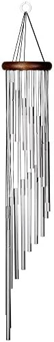 Woodstock Chimes Signature Collection, Woodstock Habitats Rainfall, Medium (31'') Silver Decor Designs Wind Chimes for Outdoor, Patio, Home or Garden Décor (HCRS)