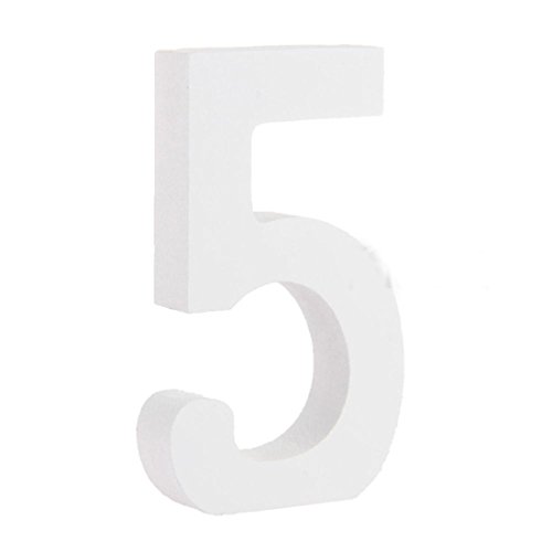 Fablcrew Numéros de table en bois 0 à 9 - Panneau sur pied - Mariage, fête d'anniversaire, décoration de la maison, Bois dense, 5, 10.5*6*1.2cm/4.13*2.36*0.47inch