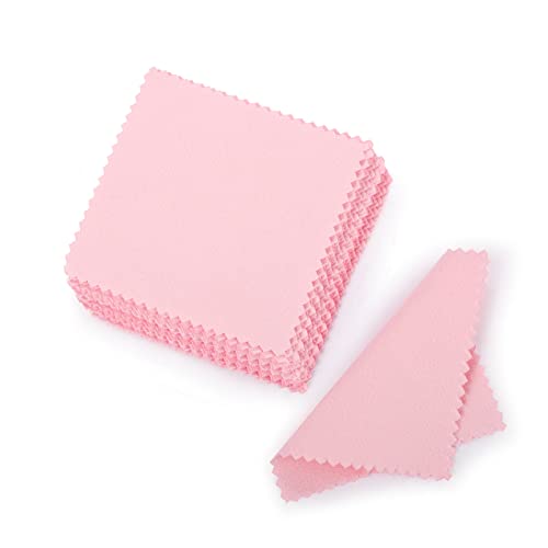 Silber Platin Schmuck Reinigungstuch Poliertuch für Sterling Silber Gold Platin, 10 Packung (Pink)"MEHRWEG" Cover