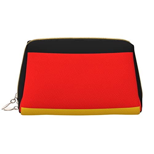 Trousse de maquillage drapeau Allemagne en cuir blanc grand format