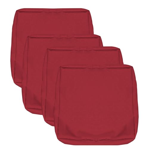 youngseahome Patio Seat Cushion Covers,Washable Slip Covers Replacement,Waterproof Outdoor Furniture Chair Cushion Pillow Seat Cover for Couch,Garden,Sofa,Red,24"×24"×4"(4 Covers Only)