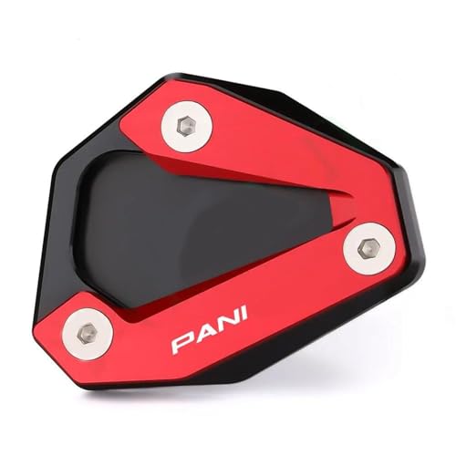 Motorrad Seitenständer CNC-Aluminium-Ständerfuß-Seitenständer-Verlängerungspolster-Stützplatte, Ständervergrößerung Für Motorrad, Für DUCATI 1199 Für Panigale 2012-2020(Rosso)