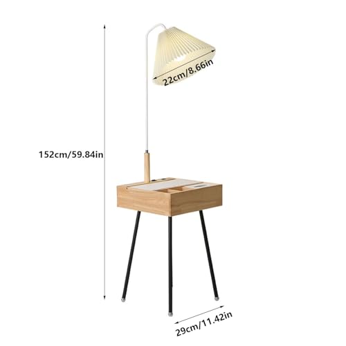 Mueble 2 en 1 mesita estrecha con cajón y lámpara 3