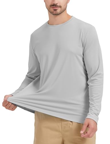 Men's Rash Guard Shirts Swim Shirts UPF 50+ UV Sun Protection Long Sleeve Shirts Lightweight Quick Dry Light Grey 3XL4