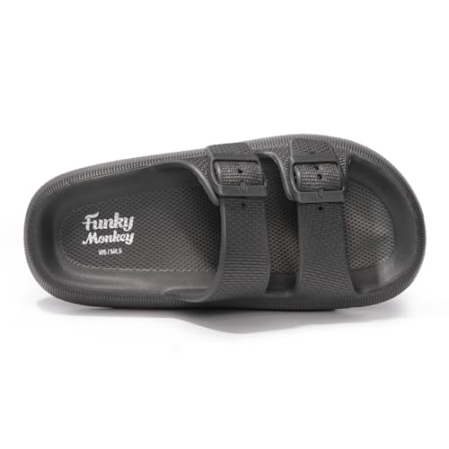 FUNKYMONKEY Unisex EVA Comfort Slides Thick-sole Adjustable Double Buckle Waterproof Pillow Sandals3