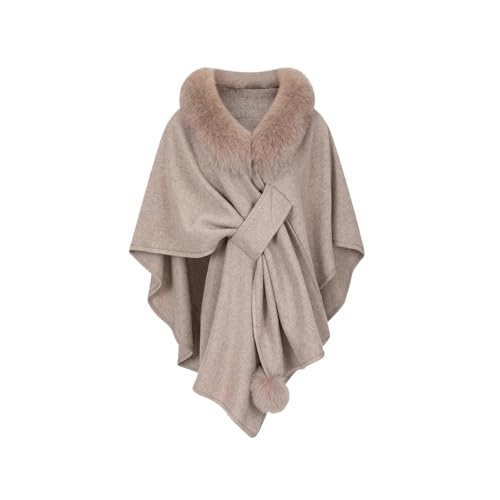 Châle manteau femme col fourrure cache-col finitions luxe