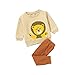 2PCs Neonato Bambino Vestiti Set Manica Lunga Cartone Animato Leone Top Pullover Camicia Maglione Pantaloni Lunghi Leggings Tuta Casual Pantaloni Sportivi Abiti (Cachi, 3-6 Mesi)