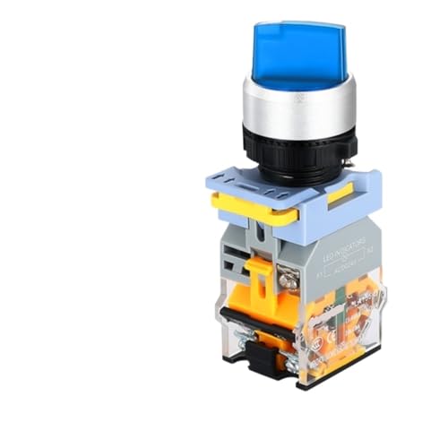 Bouton rotatif étanche 22mm 10A avec indicateur LED bleu