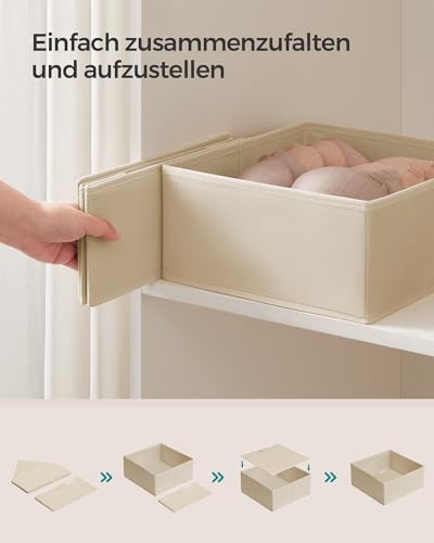 SONGMICS Aufbewahrungsbox für Schublade, 12er Set, Schubladen Organizer, Faltbox, Unterwäsche Organizer, Stoffbox für Socken, Unterwäsche, BHs, Krawatten und Schals, sandbeige RDZ006Y02
