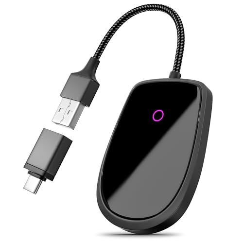 Wired to Wireless CarPlay Adapter for Android & iOS - Updated 2025, Easy Plug & Play Setup | Stable Connection for Seamless Drive | Bluetooth CarPlay Adapter for iPhone with WiFi | iOS 10+/Android11+