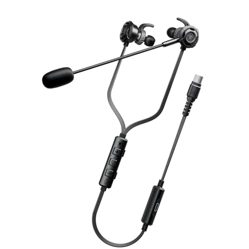 XIAHIOPT 人間工学 インイヤー ゲーミングヘッドセット ヘッドホン USB Cケーブルとダブルサウンドチャンバー付き 聴覚イヤホンを強化します