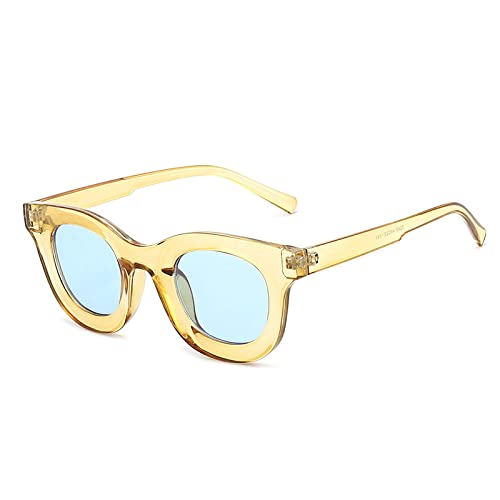 Lunettes de soleil rétro UV400 rondes LVTFCO tendance gelée jaune bleu pour homme et femme