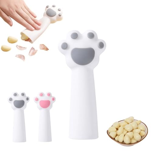 シリコン製ガーリックピーラーローラー - 猫の爪で簡単に皮を剥けるチューブ。かわいい猫の爪のデザインでニンニクの皮を剥く楽しいキッチンガジェット。食器洗い機対応。 (グレー)