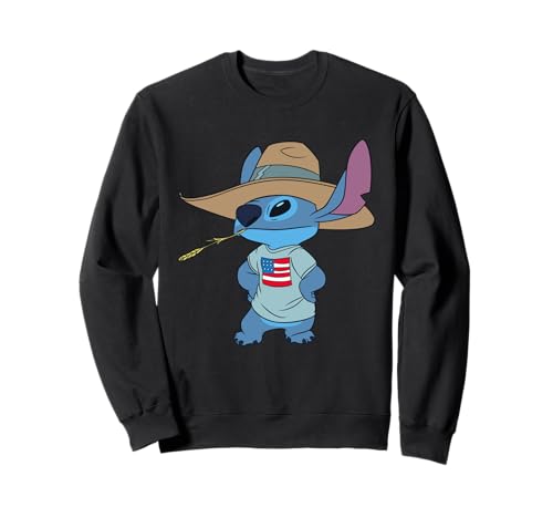 Sweat Stitch Disney Lilo Americana pour adulte pull bleu col rond style retro