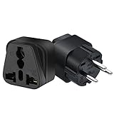 Strhowill (2pack) Israel Plug to Universal Socket Power Converter, Israel Travel Plug Adapter for EU/AU/US/UK & More,3 pin Cylindrical Plugs,PPalestine,Jerusalem,Al-Quds Travel Convert Plug (Black)