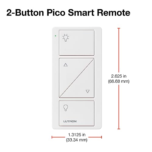 Lutron Pico Smart Remote Control for Caséta Smart Dimmer Switch, 2-Button with Raise/Lower, PJ2-2BRL-GIV-L01, Ivory