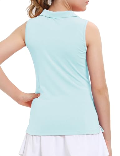 Image of FitsT4 Sports Girl's Sleeveless Polo Shirts UPF 50+ Lightweight Quick Dry Tank Tops for Golf Tennis Equestrian Workouts
