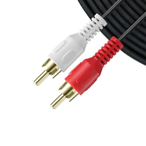 SatelliteSale 2 Male to 2 Male RCA Audio Stereo Composite Cable Universal Wire PVC Black Cord 3 feet